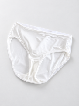 Mid Rise Silk Knit Briefs in White