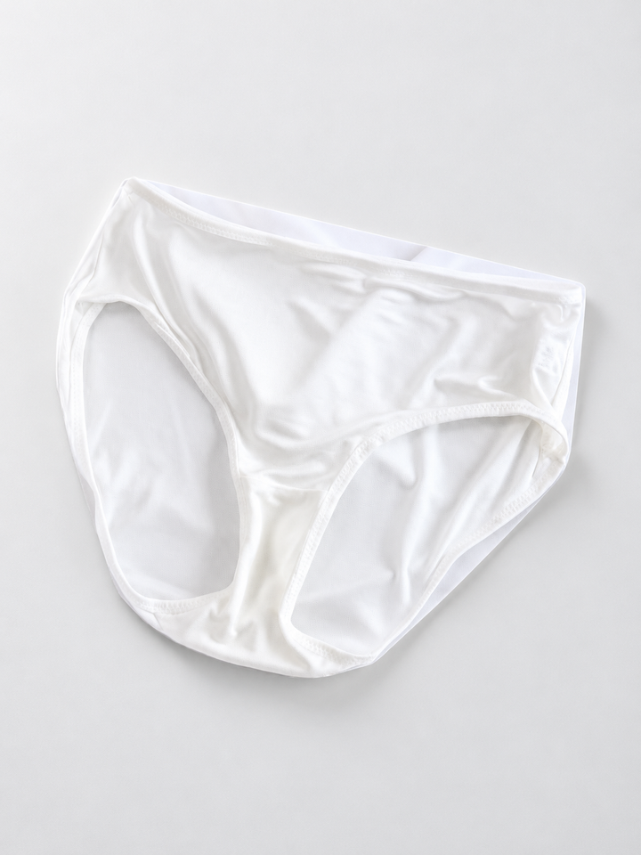 Mid Rise Silk Knit Briefs in White
