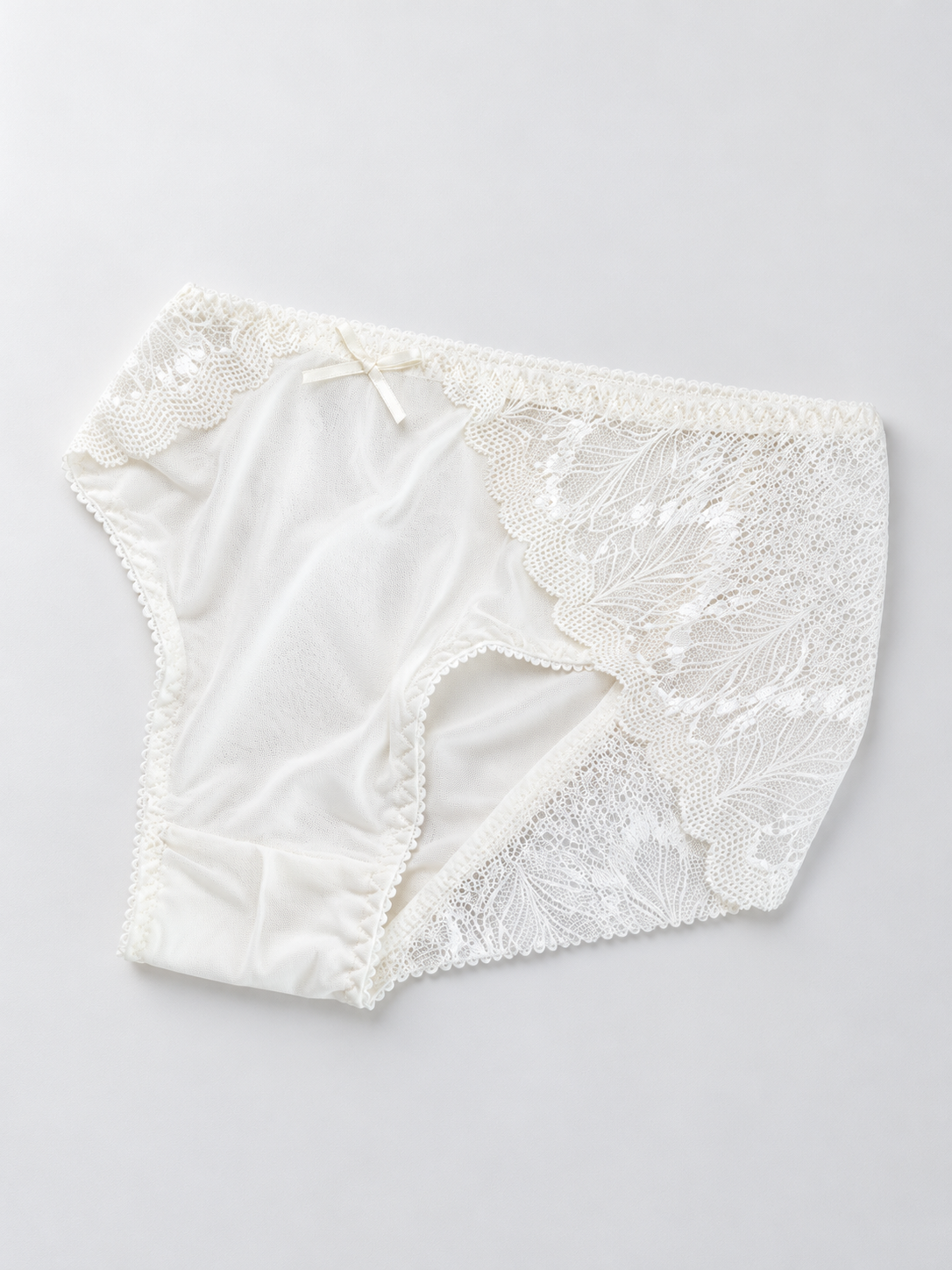 Mid Rise Silk Lace Briefs in White