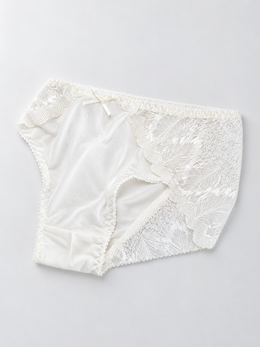 Mid Rise Silk Lace Briefs in White
