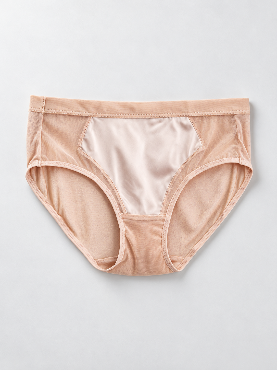 Satin Panel Silk Briefs in Pink