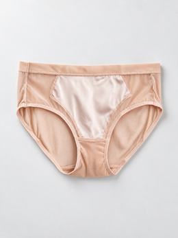 Satin Panel Silk Briefs in Pink