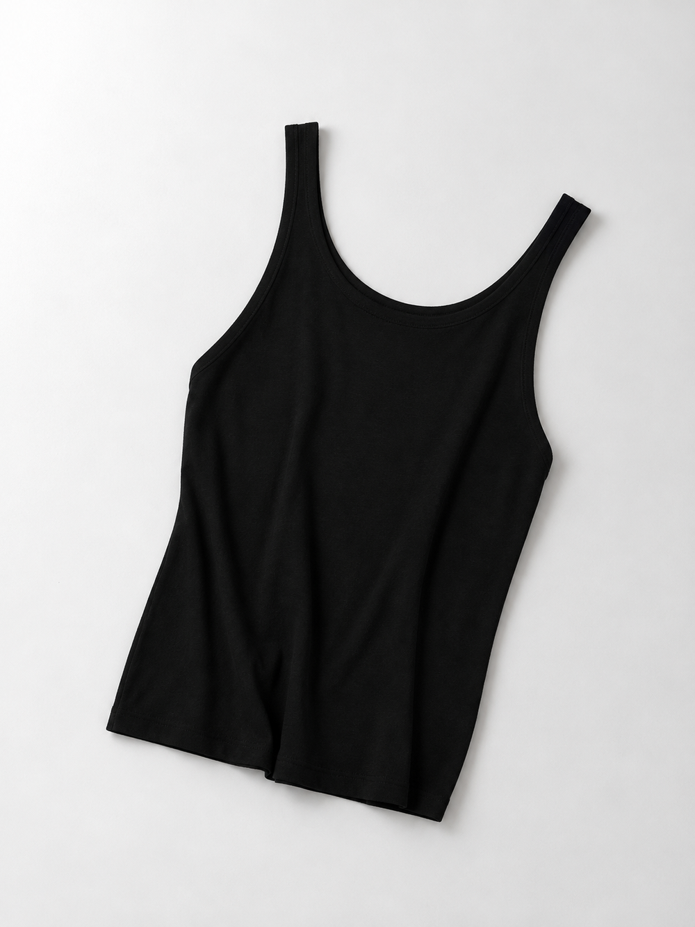 Scoop Neck Lyocell Silk Tank in Black
