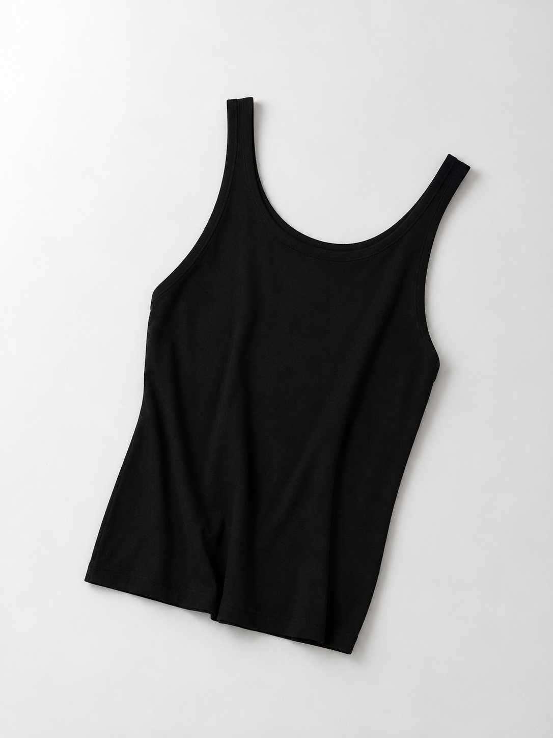 Scoop Neck Lyocell Silk Tank in Black