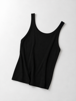 Scoop Neck Lyocell Silk Tank in Black