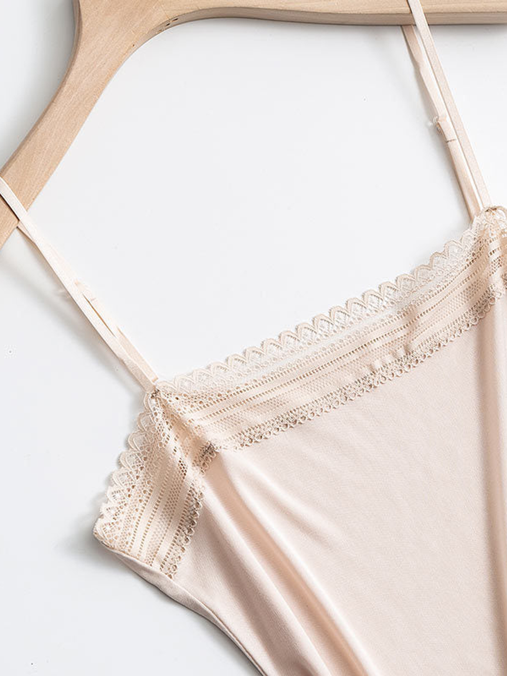 Silk Knit Cami with Lace Edging in Nude