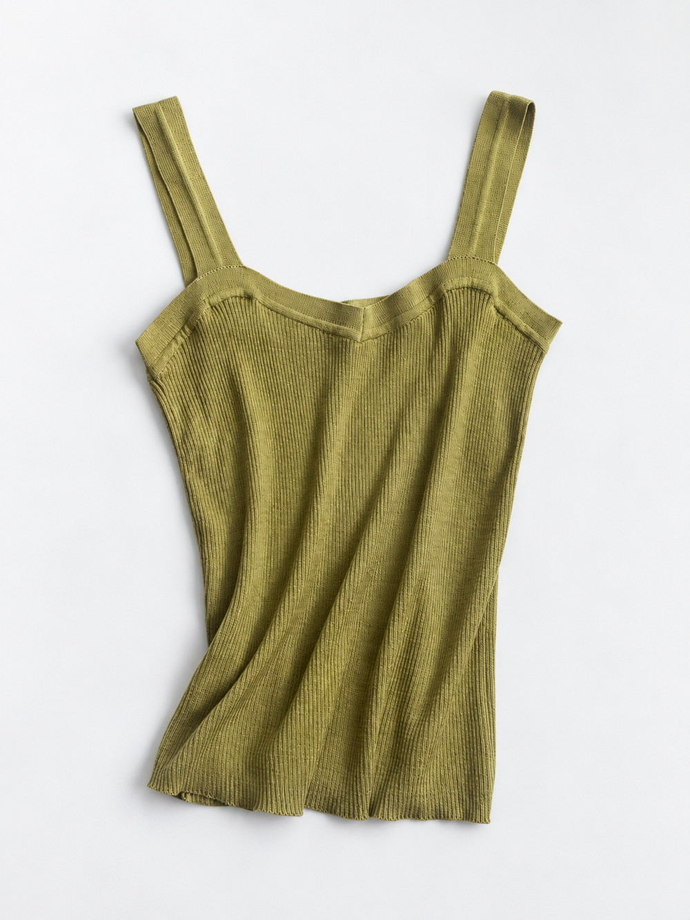 Spun Silk Cotton Knit Camisole in Apple Green