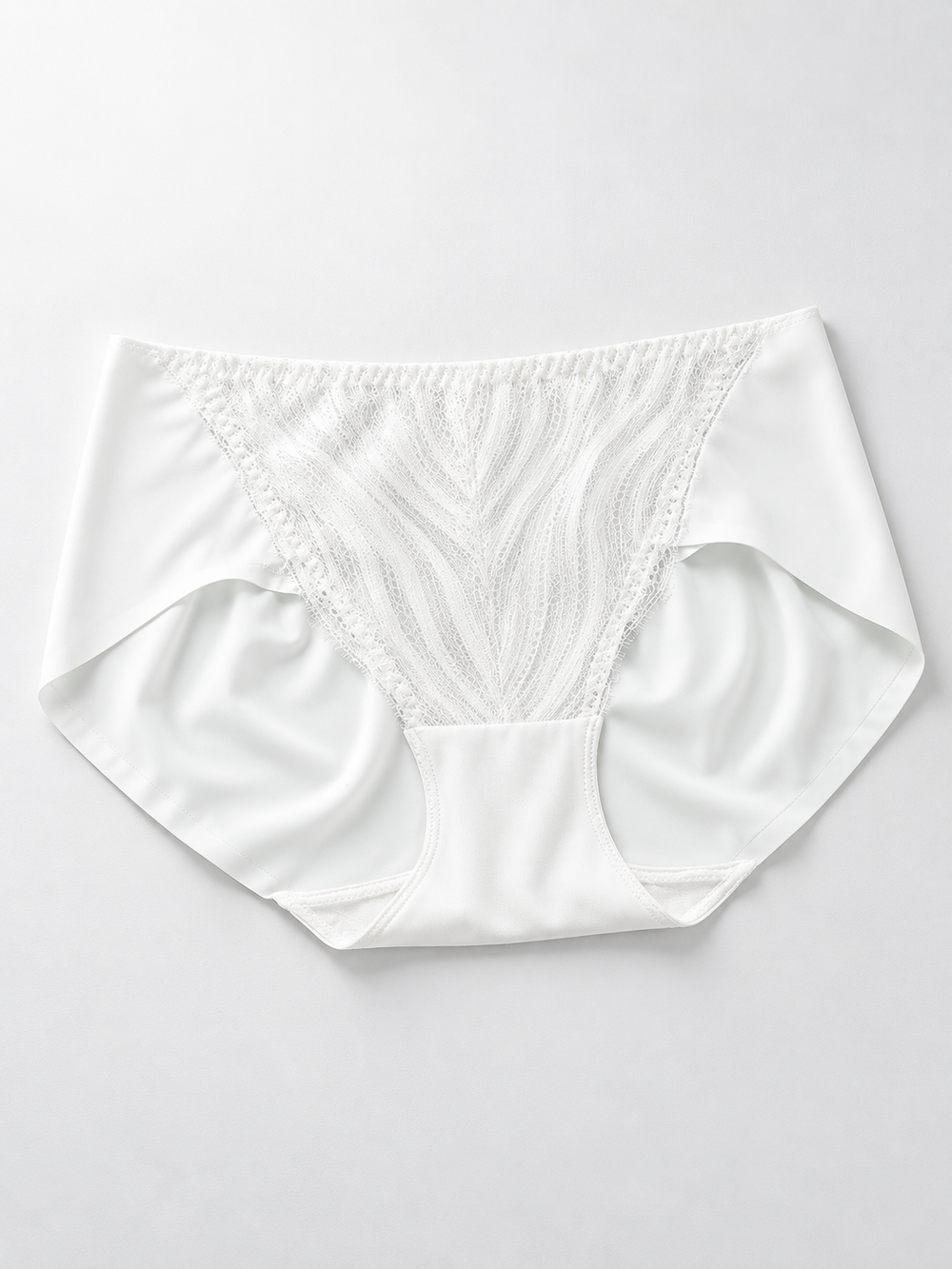 Stretch Lace Panel Briefs with Silk Gusset in White