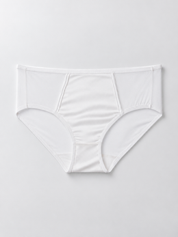 Stretch Silk Satin Panel Briefs in White