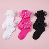 Women's Big Double-Ruffle Turn-Cuff Dress Socks