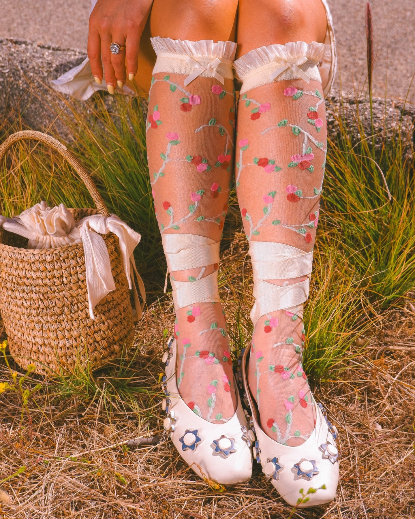 Tall socks styled outdoors